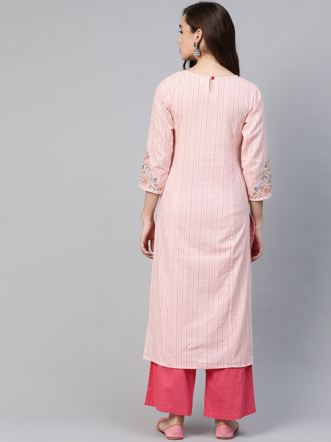 Pink Thread Work Kurta-Yufta Store-7796KURPKS