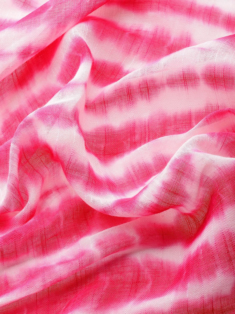 Pink Tie & Dye Pure Linen Saree-Yufta Store-1306SARPK