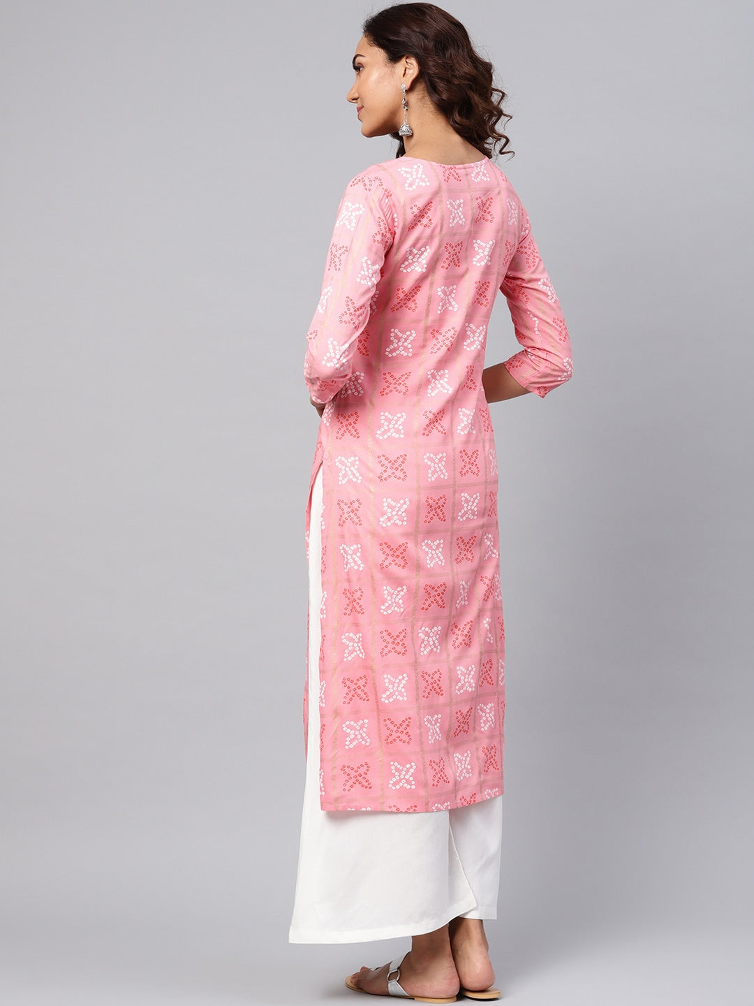 Pink & White Printed Kurta Set-Yufta Store-YUFEKSET701S