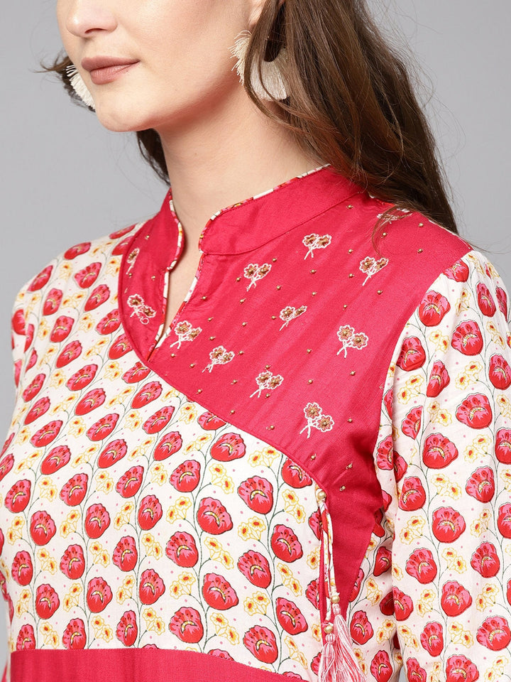 Pink & White Straight Kurta-Yufta Store-DBNWKU1531WS