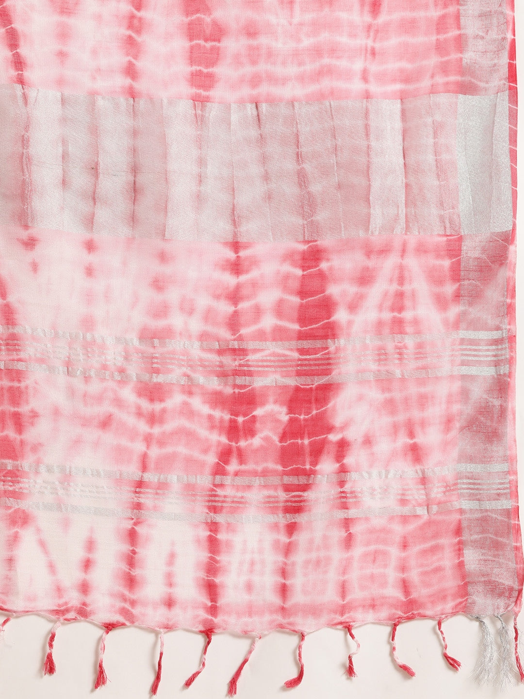 Pink & White Tie-Dye Zari Saree-Yufta Store-6026SARPK