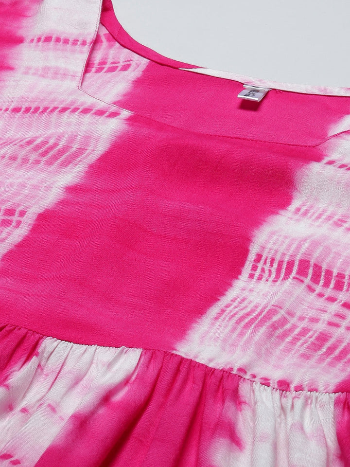 Pink & White Tie and Dye Dress-Yufta Store-9413DRSPKS