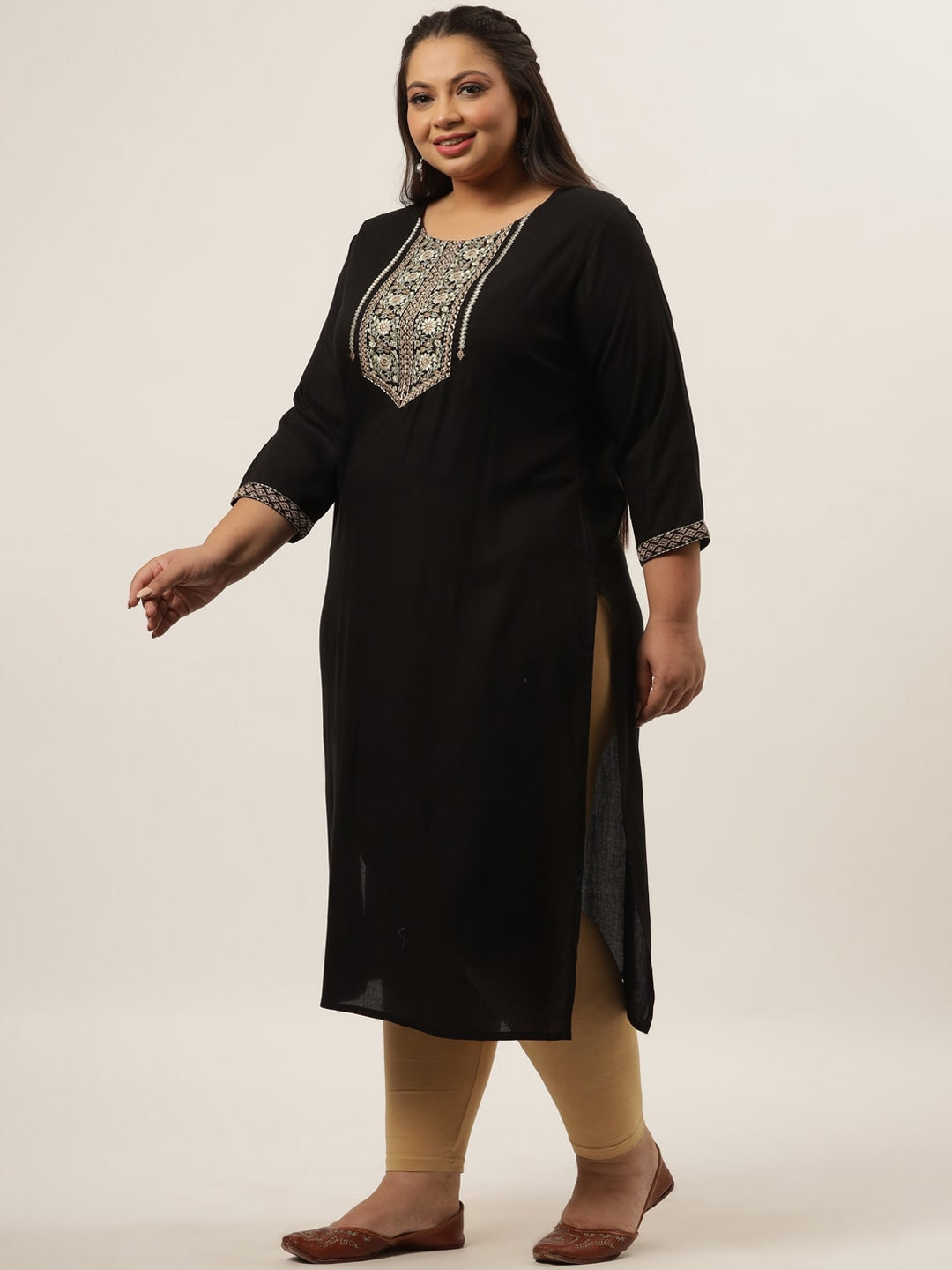 Plus Size Black Ethnic Kurta