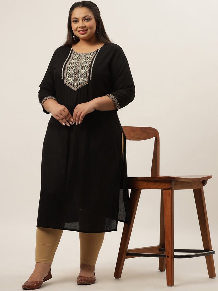 Plus Size Black Ethnic Kurta