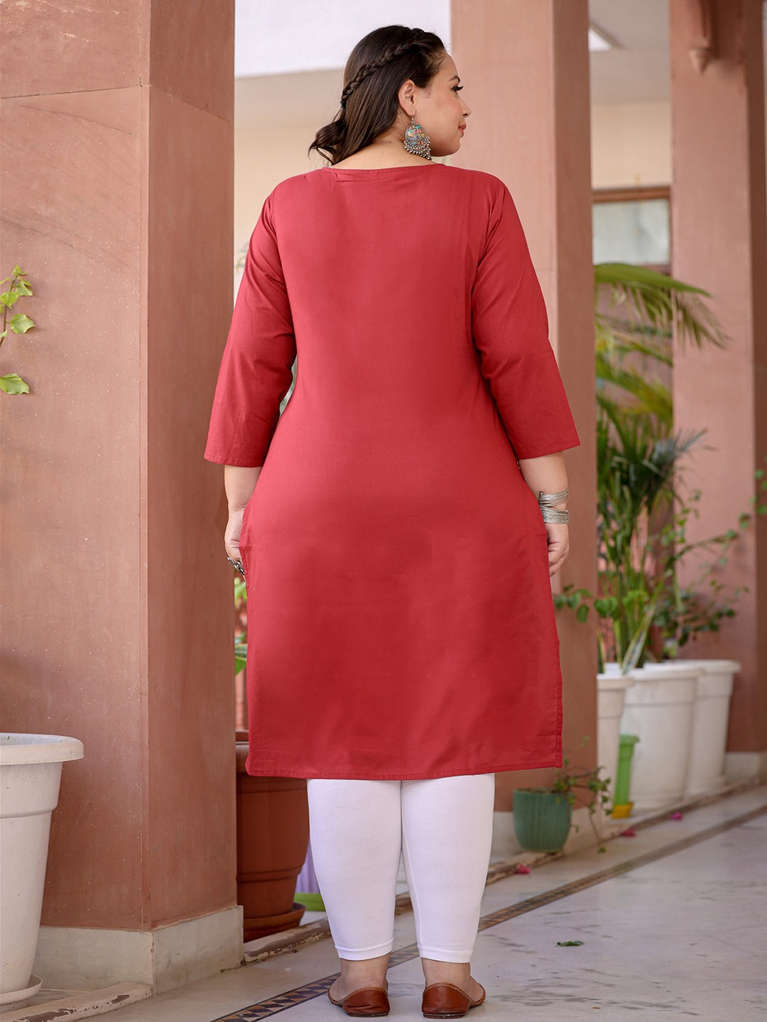 Burgundy Printed Plus Size Chikankari Kurti-Yufta Store-1285PKURBUG3XL