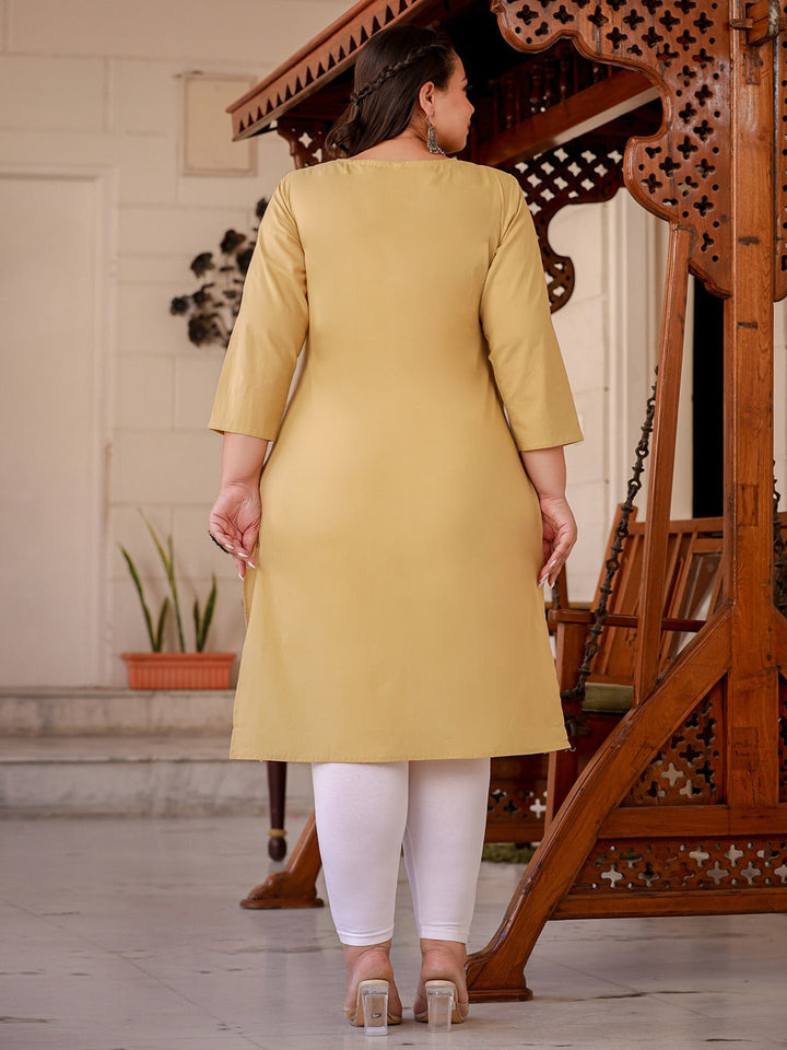 Plus Size Floral Chikankari Cotton Kurta-Yufta Store-1285PKURBG3XL