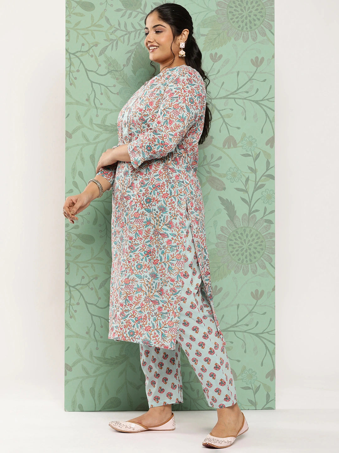 Plus Size Gotta Patti Cotton Kurta Dupatta Set-Yufta Store-1185PSKDSB3XL