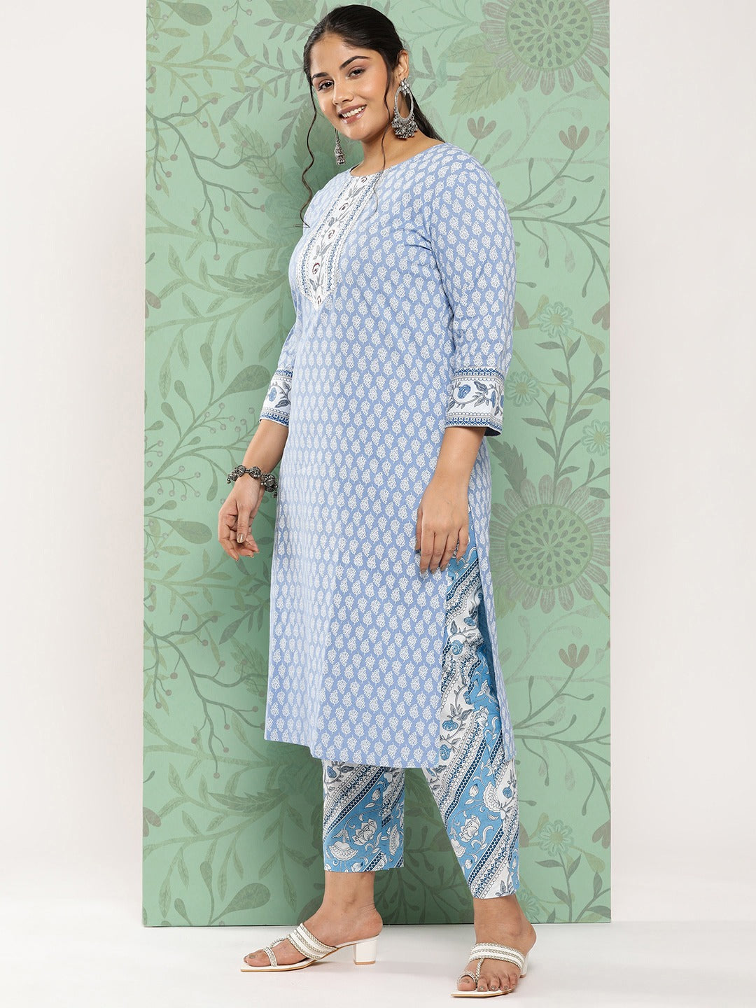 Plus Size Gotta Patti Cotton Kurta Dupatta Set-Yufta Store-2016PSKDBL3XL