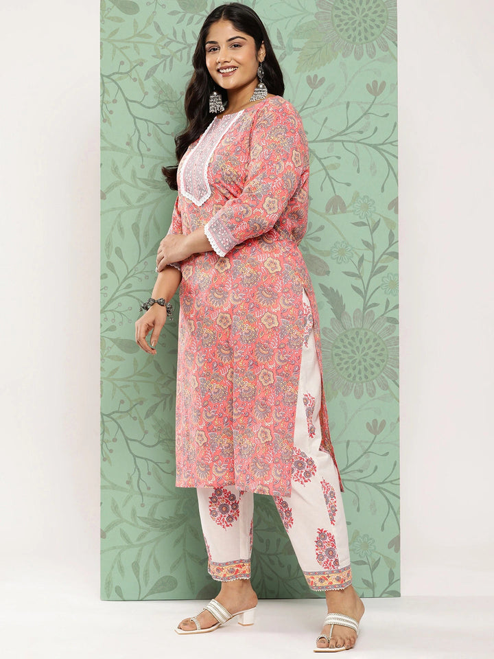 Plus Size Gotta Patti Cotton Kurta Dupatta Set-Yufta Store-3902PSKDPC3XL