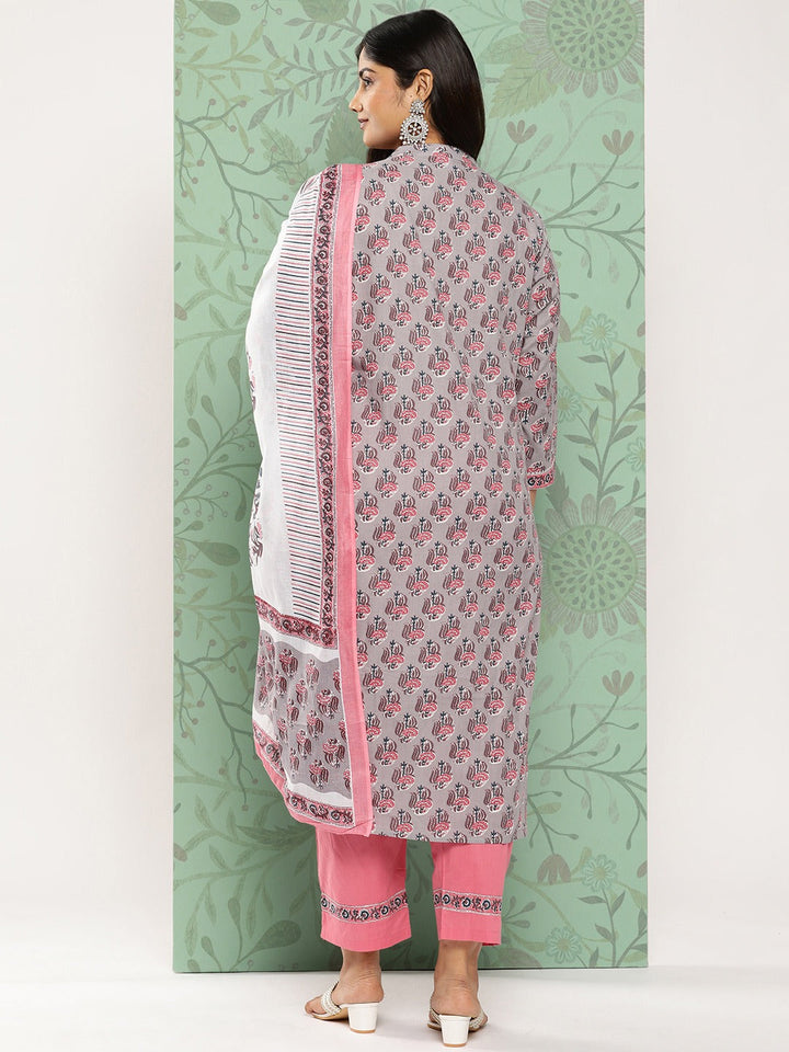 Plus Size Gotta Patti Cotton Kurta Dupatta Set-Yufta Store-9794PSKDGY3XL