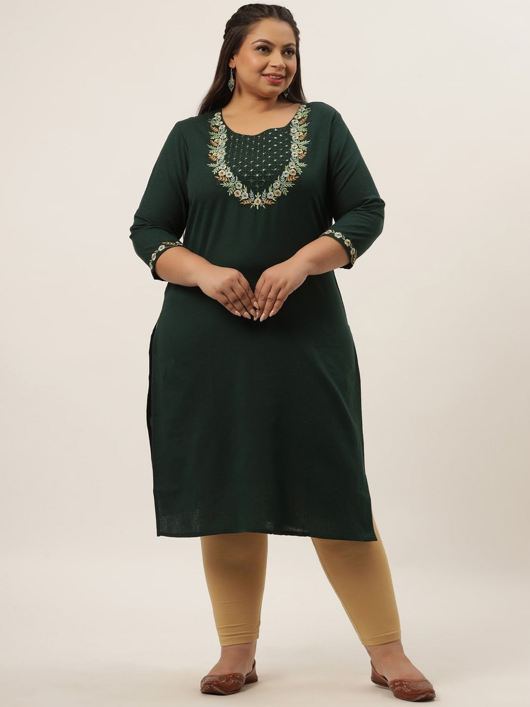 Plus Size Green Ethnic Kurta-Yufta Store-9554KURTB3XL