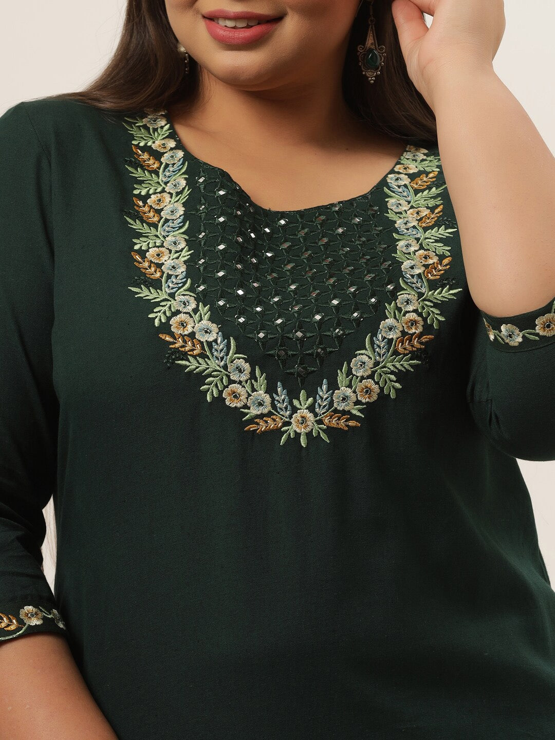 Plus Size Green Ethnic Kurta-Yufta Store-9554KURTB3XL