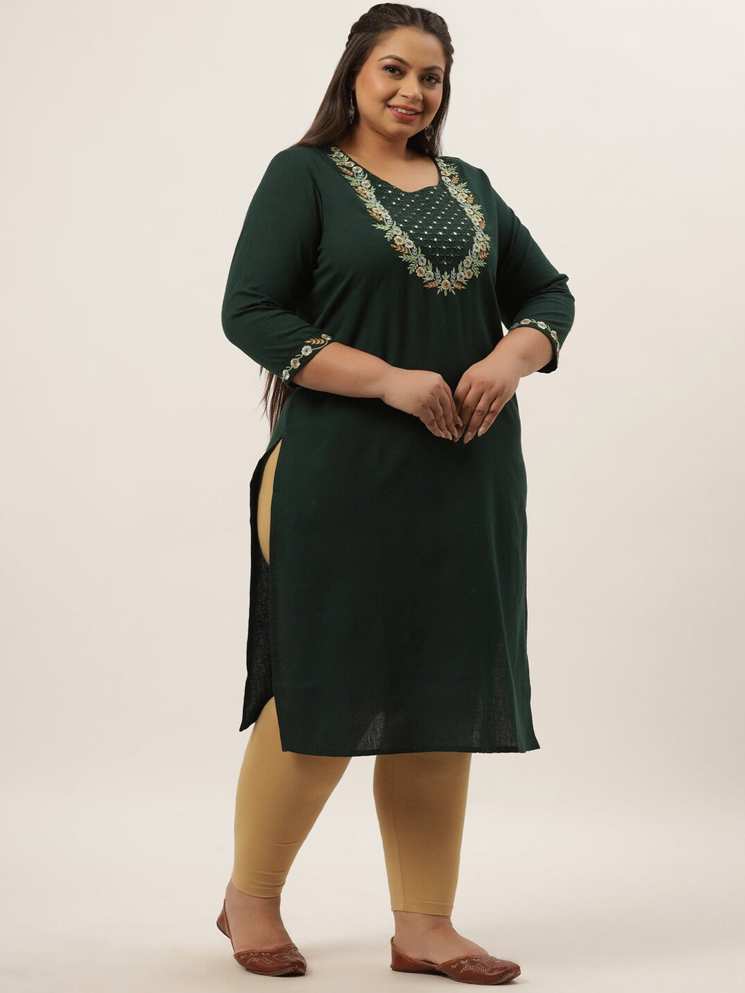 Plus Size Green Ethnic Kurta-Yufta Store-9554KURTB3XL