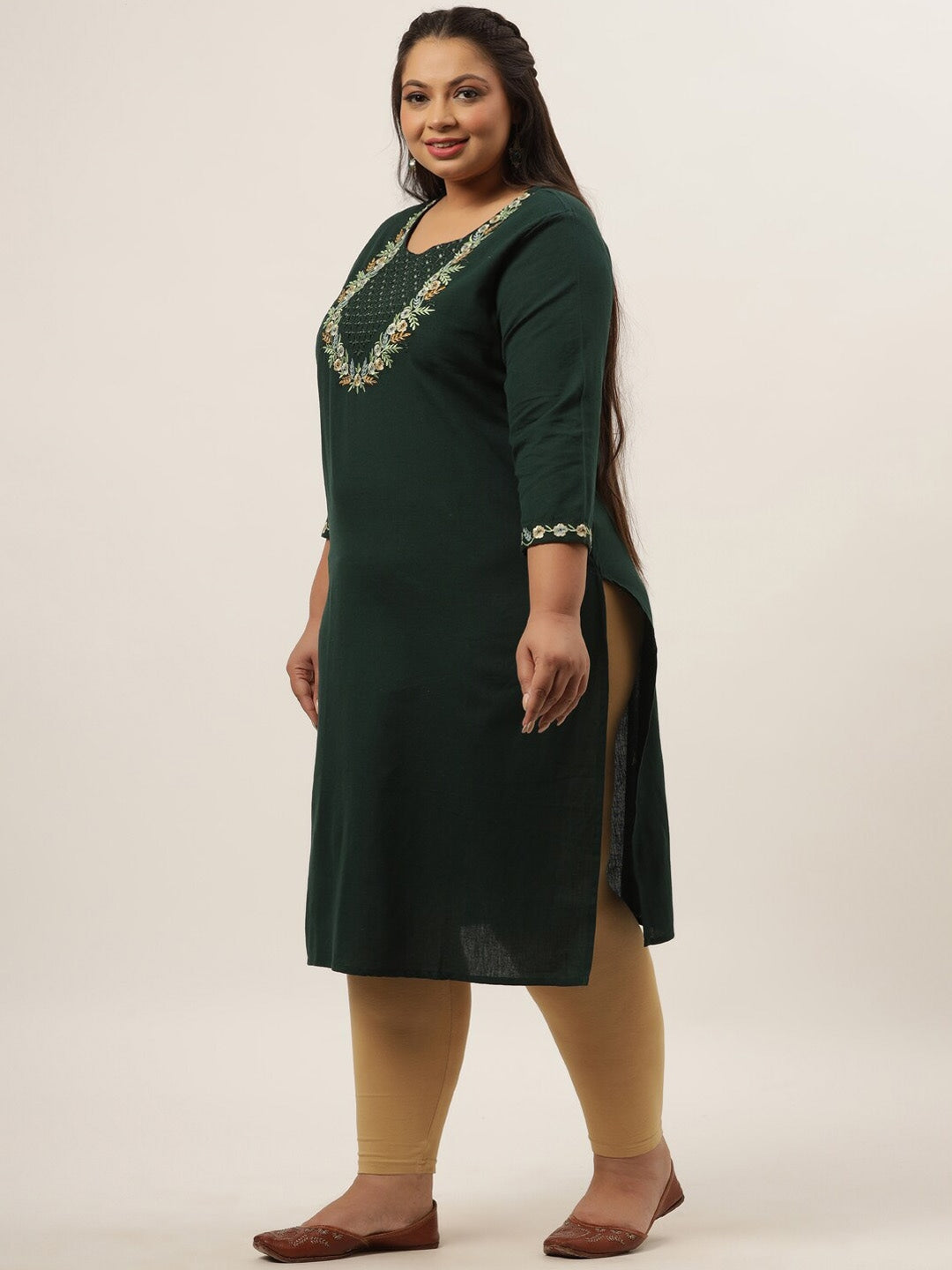 Plus Size Green Ethnic Kurta-Yufta Store-9554KURTB3XL