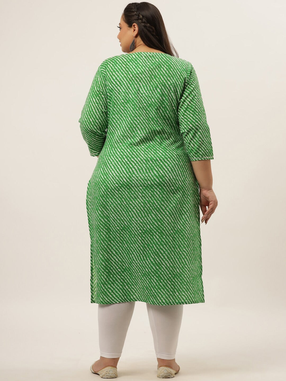 Plus Size Green Laheriya Printed Kurta-Yufta Store-636KURPGR3XL
