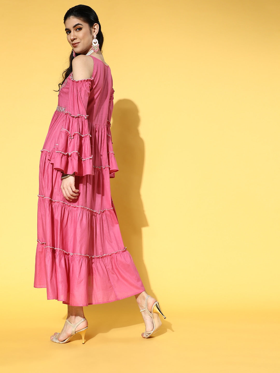 Pretty Pink Ethnic Dress-Yufta Store-9609DRSPKXS