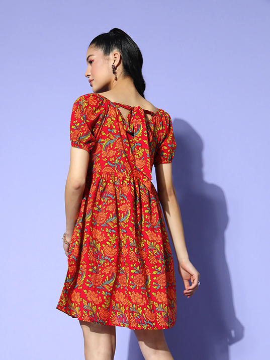 Printed A-Line Dress-Yufta Store-8155DRSRDXS
