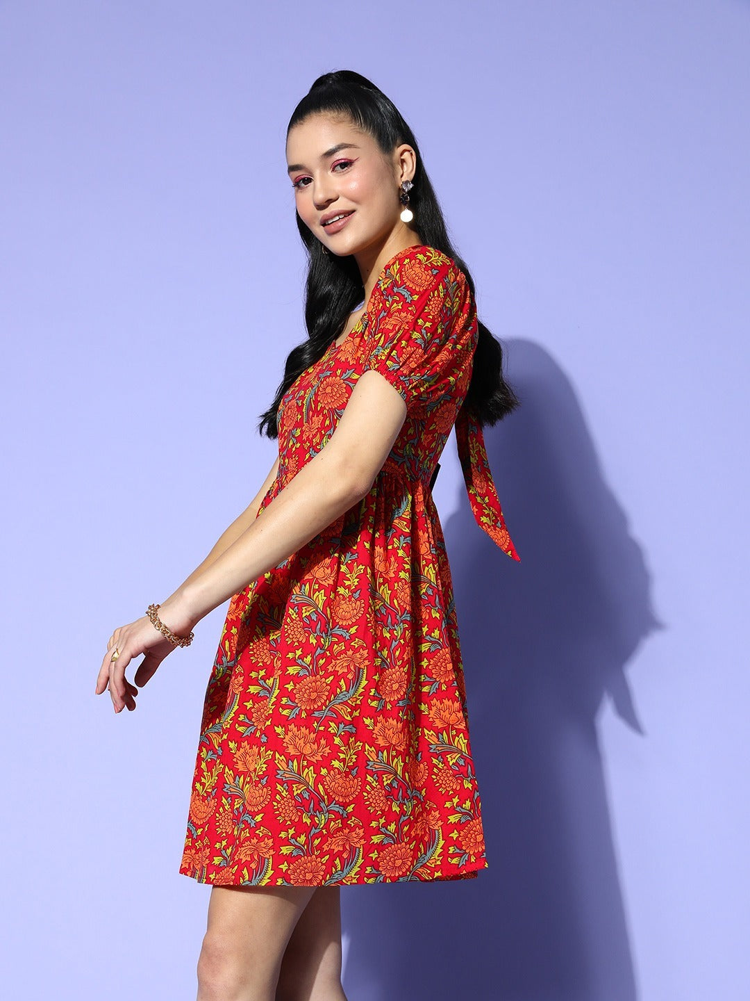 Printed A-Line Dress-Yufta Store-8155DRSRDXS