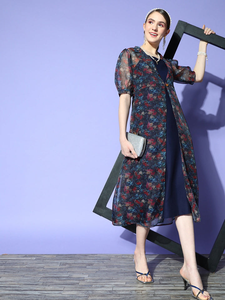 Printed A-Line Midi Dress-Yufta Store-8184DRSNBXS