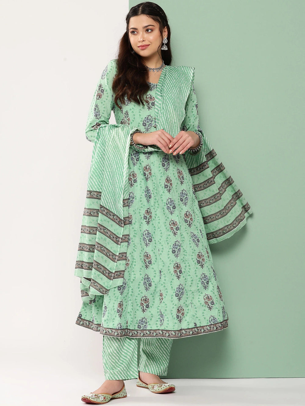 Printed Cotton Kurta Dupatta Set-Yufta Store-1156SKDGRS