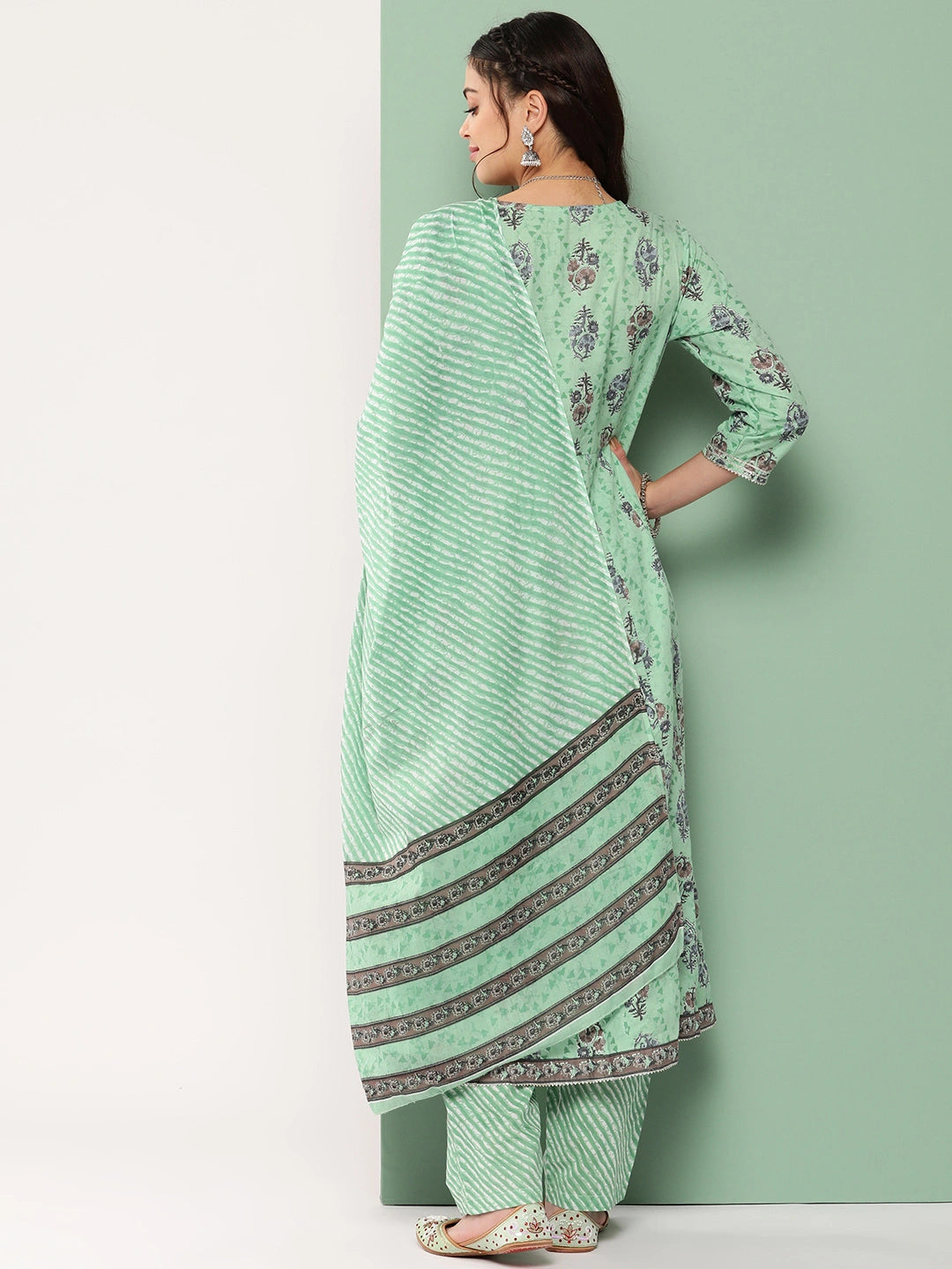 Printed Cotton Kurta Dupatta Set-Yufta Store-1156SKDGRS