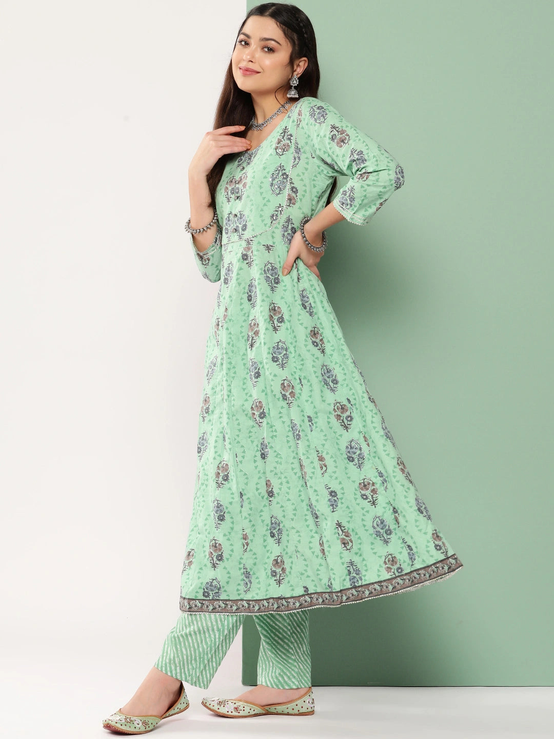 Printed Cotton Kurta Dupatta Set-Yufta Store-1156SKDGRS