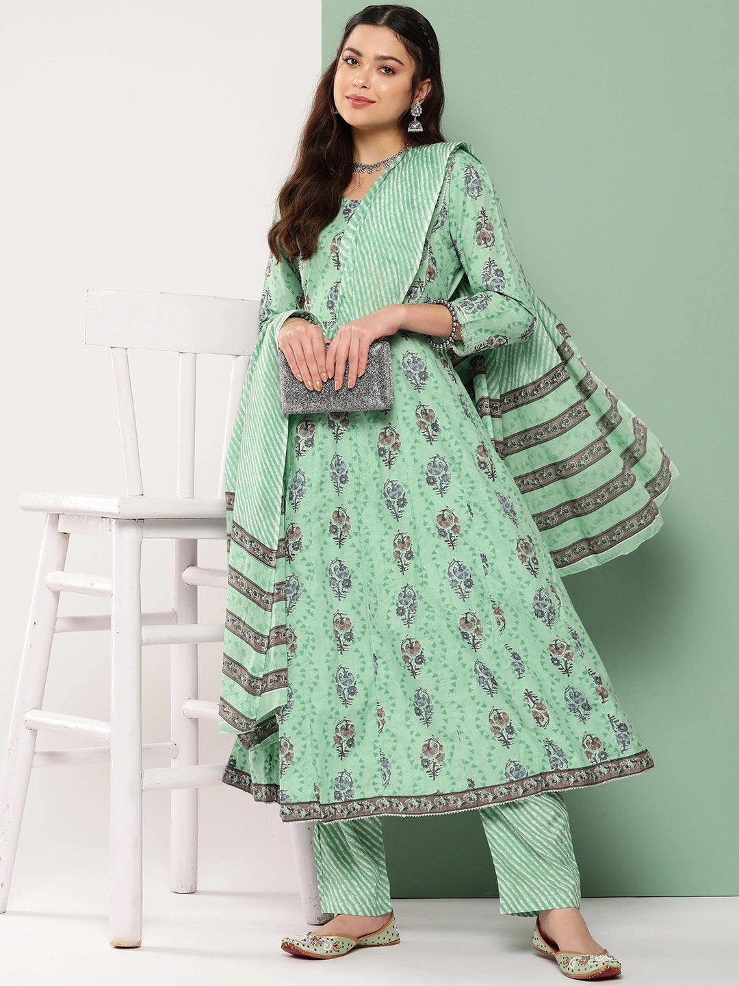 Printed Cotton Kurta Dupatta Set-Yufta Store-1156SKDGRS