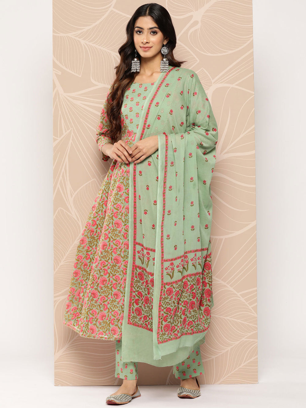 Printed Cotton Kurta Dupatta Set-Yufta Store-1204SKDSGS