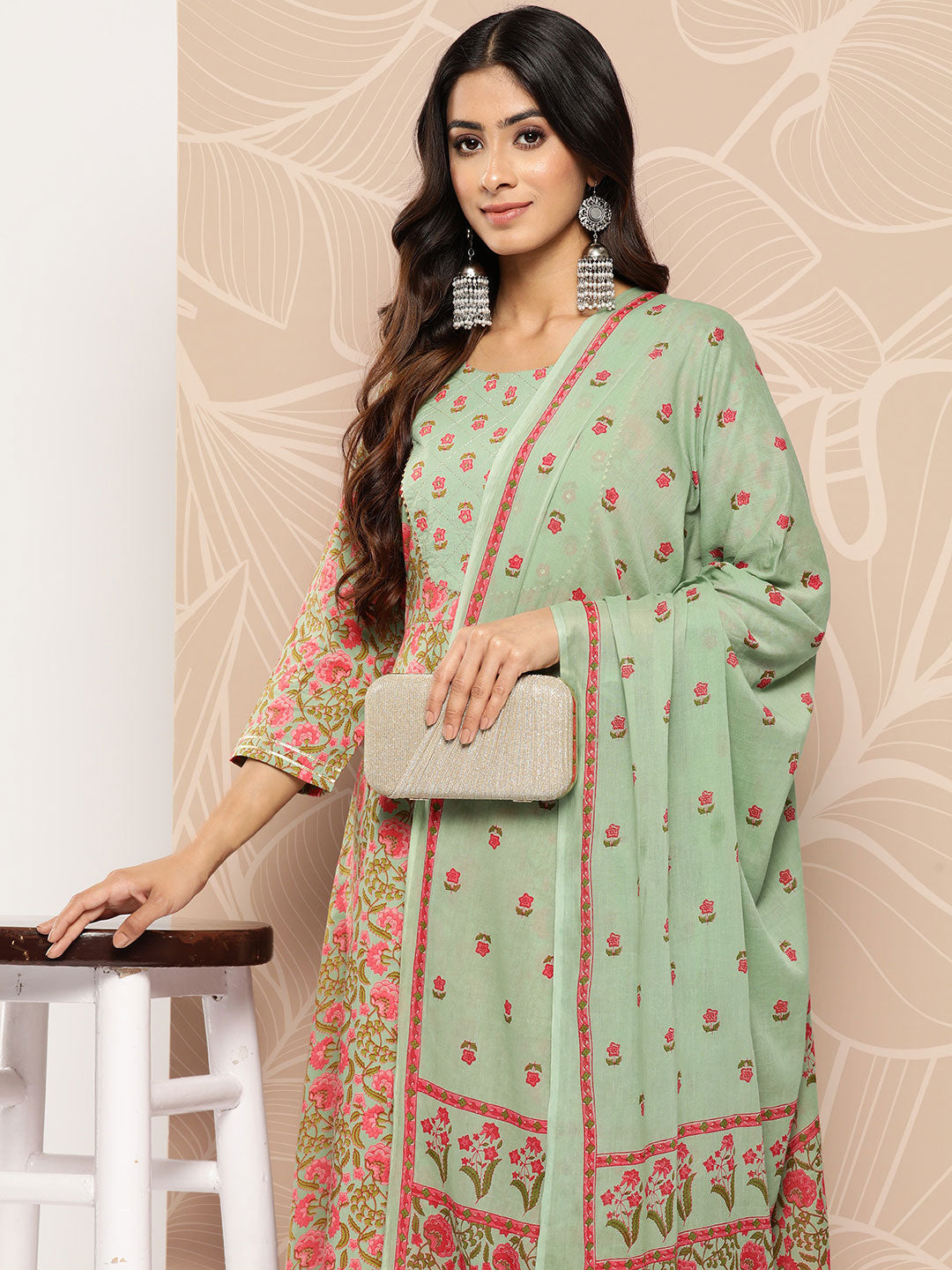 Printed Cotton Kurta Dupatta Set-Yufta Store-1204SKDSGS