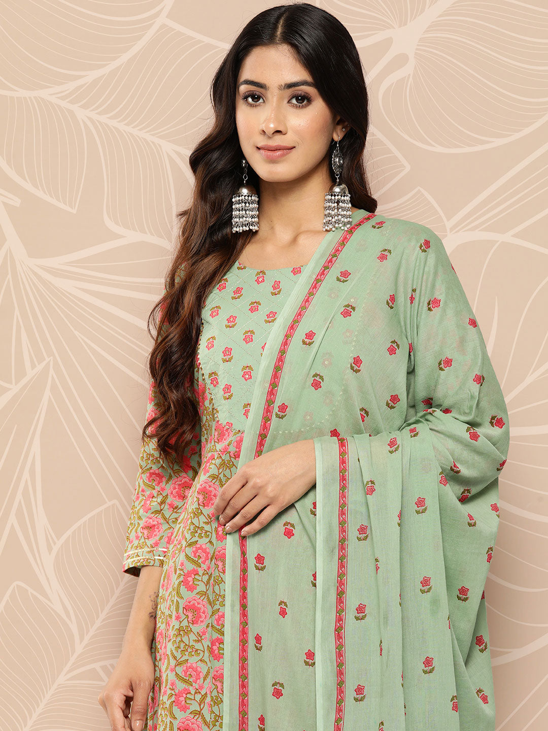 Printed Cotton Kurta Dupatta Set-Yufta Store-1204SKDSGS