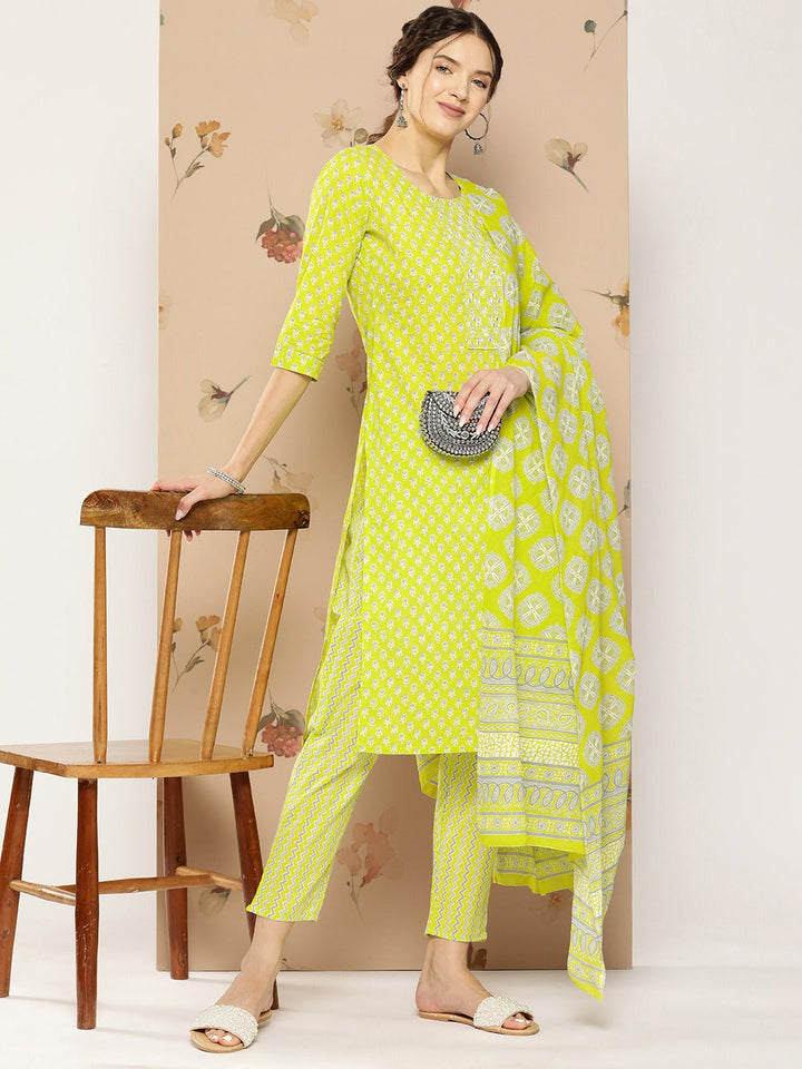 Printed Kurta Dupatta Set-Yufta Store-1273SKDGRS