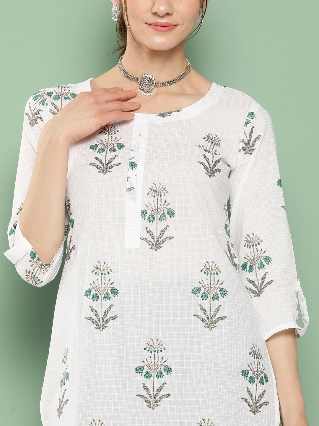 Printed Pure Cotton Straight Kurta-Yufta Store-1168KURWHM