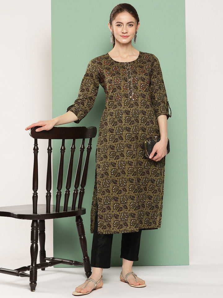 Pure Cotton Straight Kurta-Yufta Store-1166KURGRM