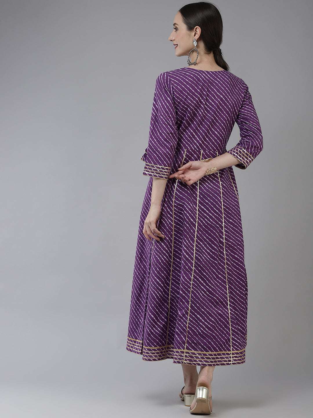 Purple Ethnic Motifs Maxi Dress