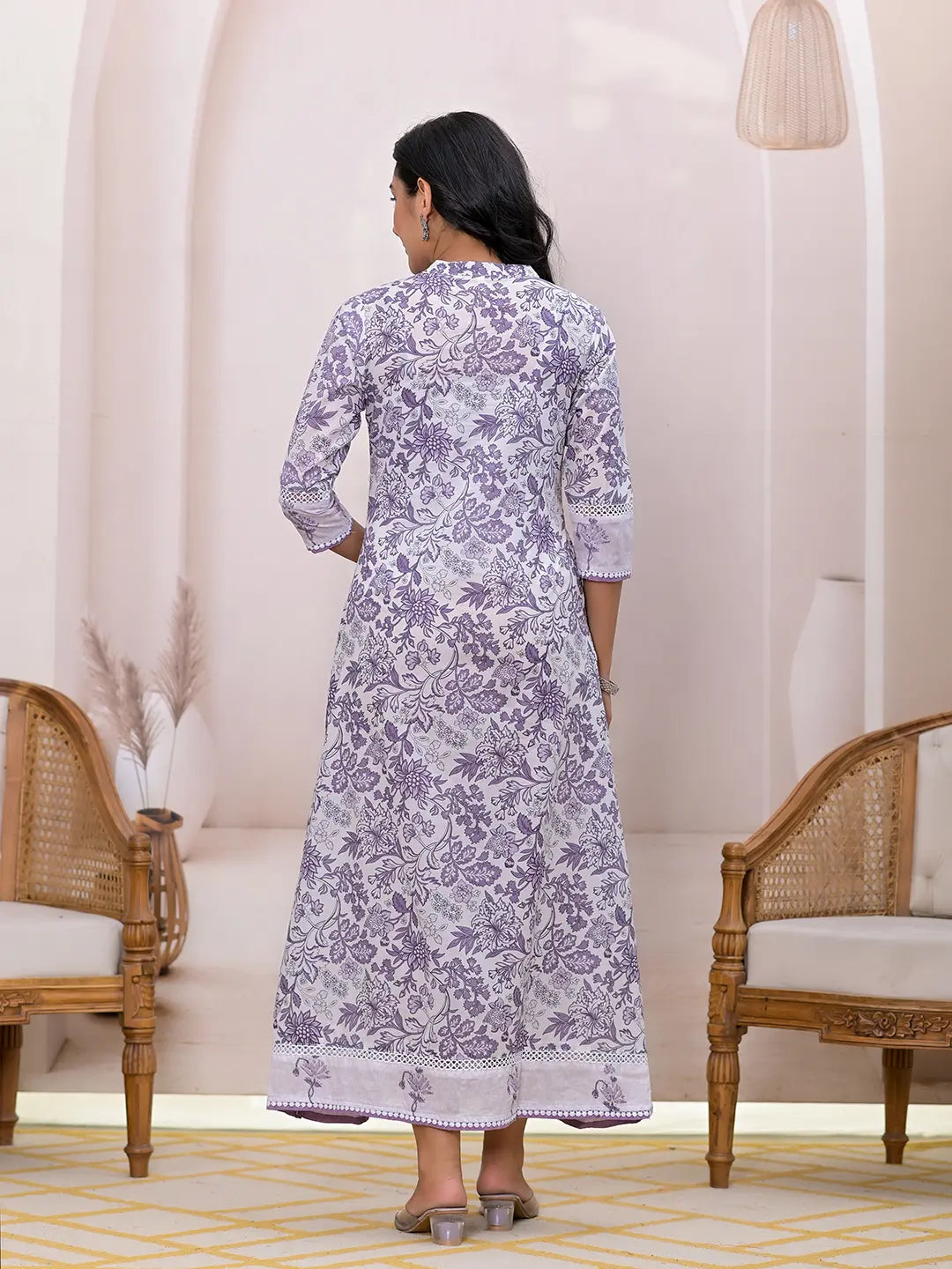 Purple Resham_Embroidery Cotton A-Liine Dress-Yufta Store-6807DRSPRS