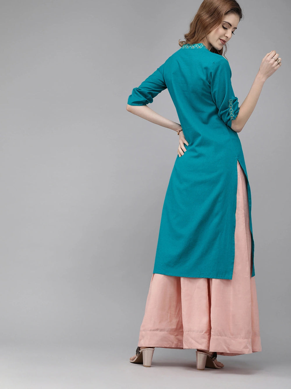 Rama Green Embroidered Kurta