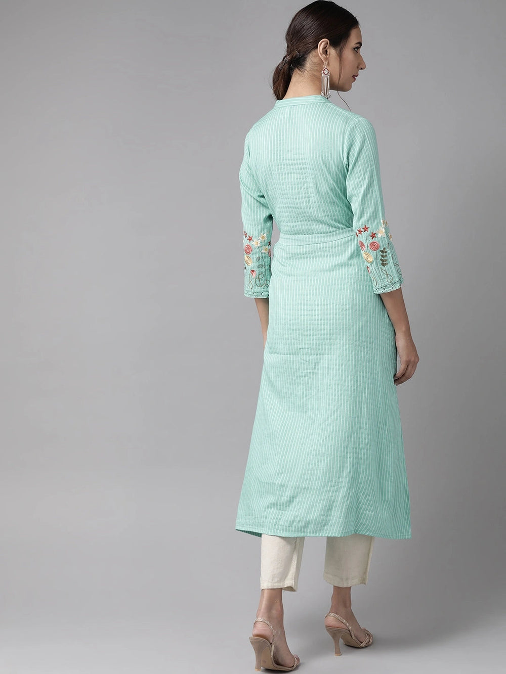 Rama Green Embroidered Kurta-Yufta Store-7560KURRGS