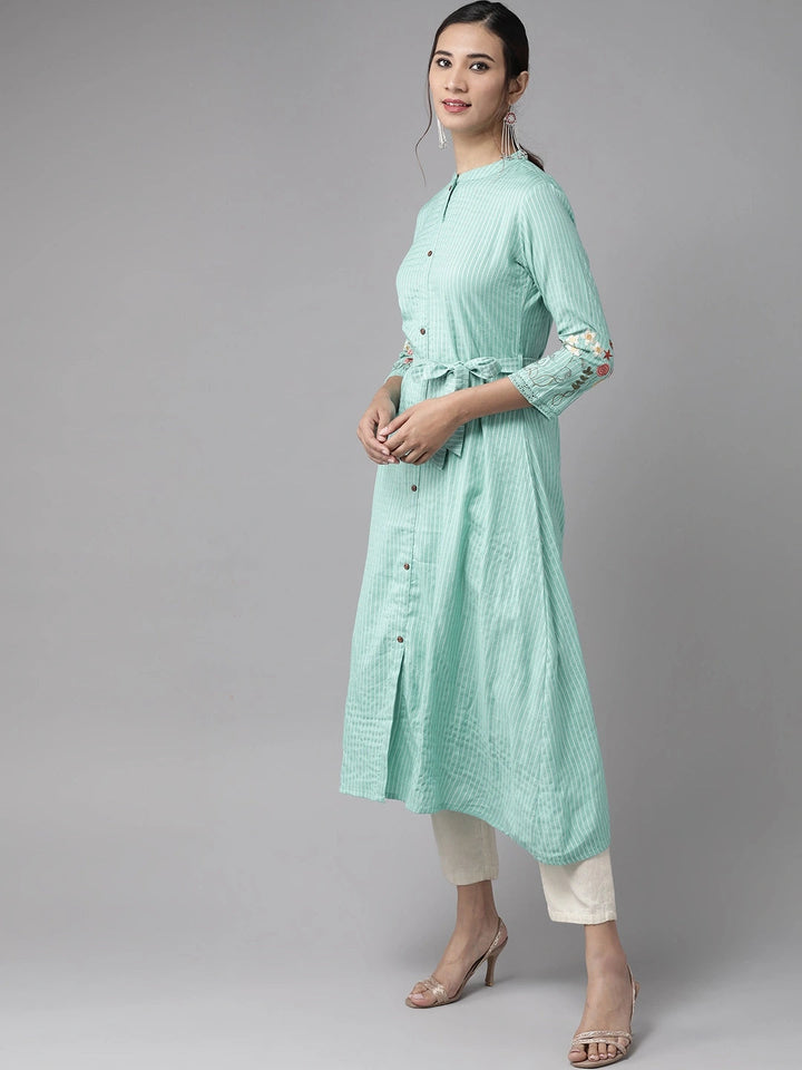 Rama Green Embroidered Kurta-Yufta Store-7560KURRGS