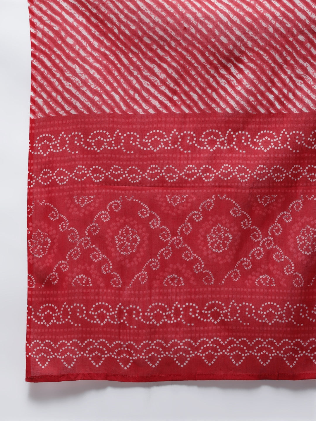 Red Bandhani Embroidered Dupatta Set