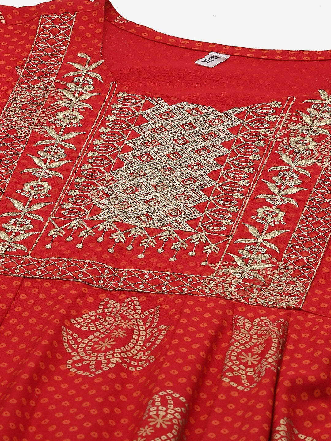 Red Bandhani Print Dupatta Set-Yufta Store-9968SKDRDS