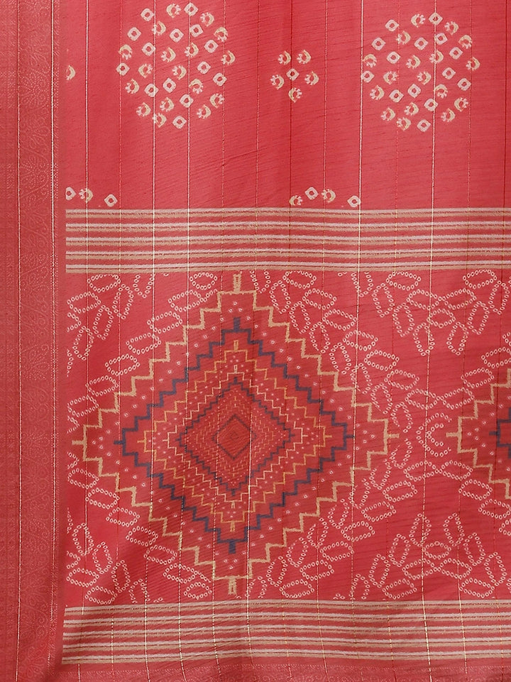 Red Bandhani Printed Dupatta Set-Yufta Store-9343SKDRDS