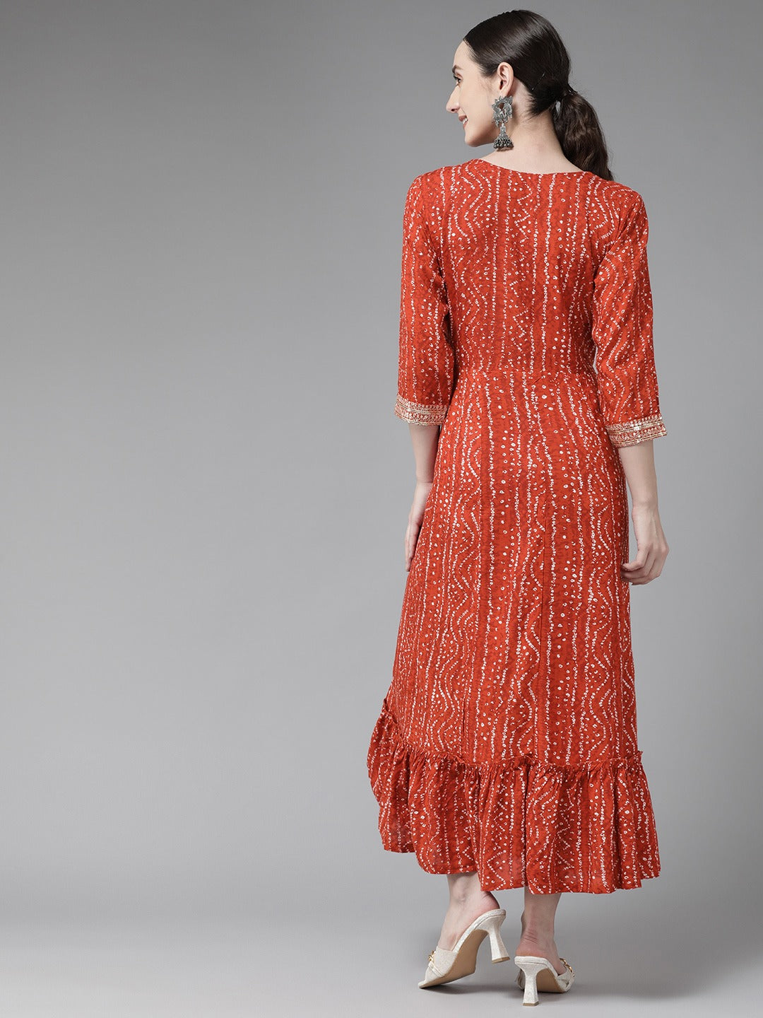 Red Ethnic Midi Dress-Yufta Store-6401DRSRDS