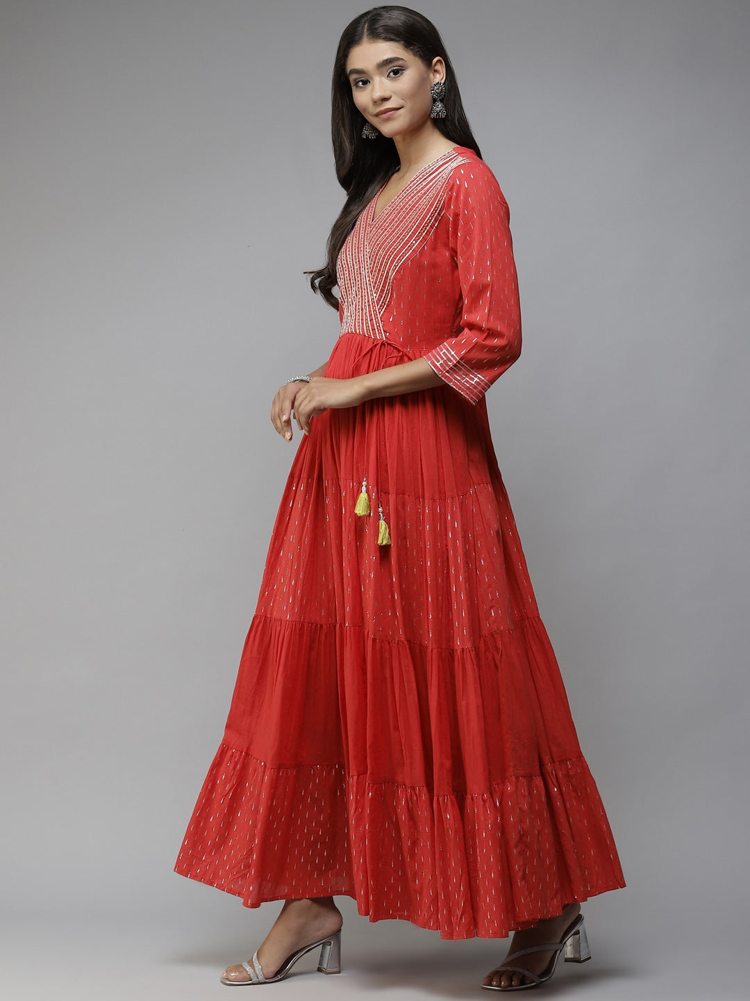 Red Gotta Patti Ethnic Maxi Dress-Yufta Store-6002DRSRDM