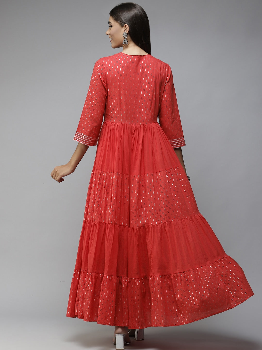 Red Gotta Patti Ethnic Maxi Dress-Yufta Store-6002DRSRDM