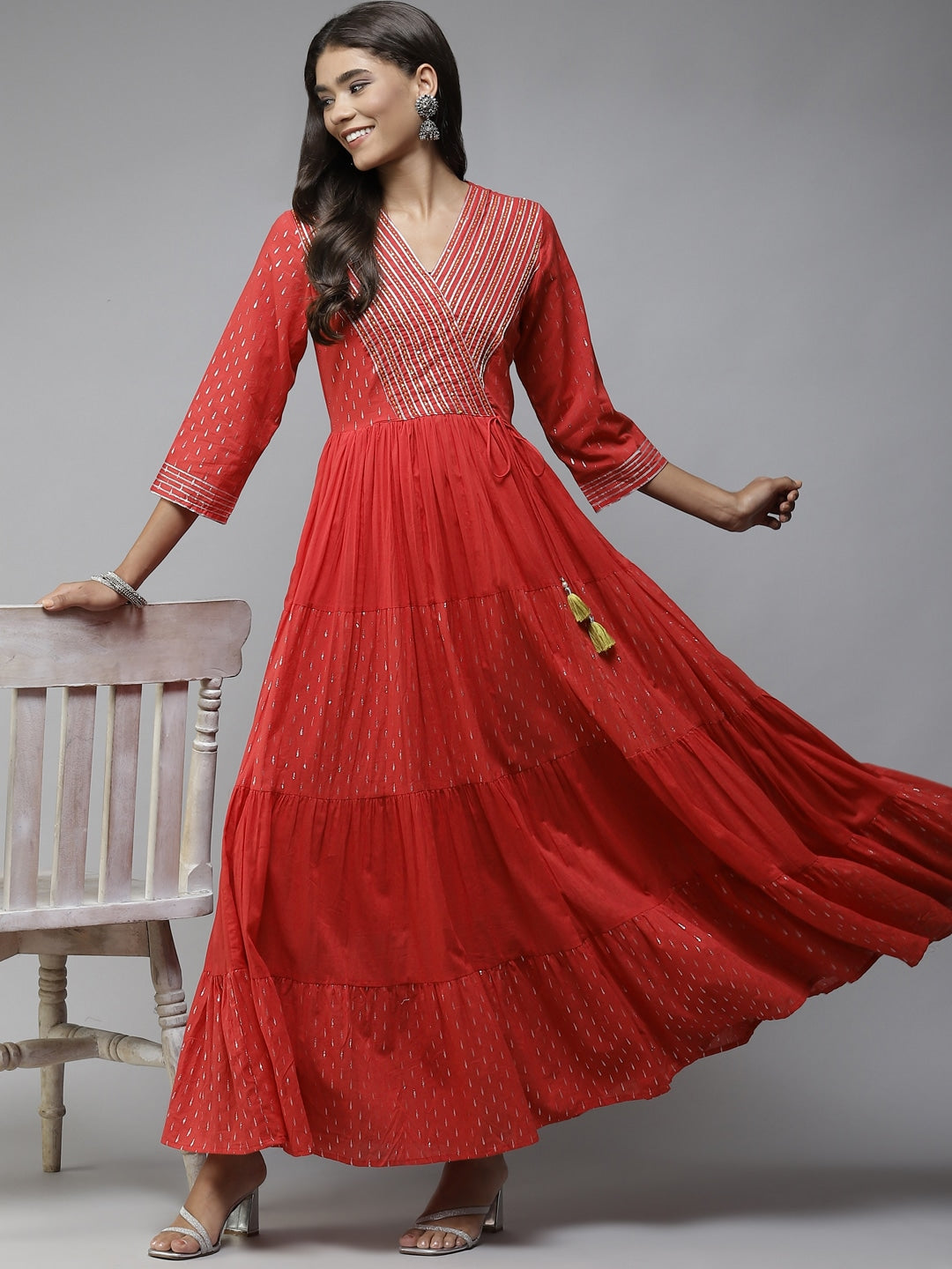 Red Gotta Patti Ethnic Maxi Dress-Yufta Store-6002DRSRDM