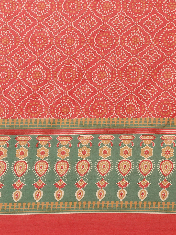 Red & Green Ethnic Motifs Saree-Yufta Store-6019SARRD