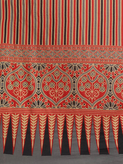Red & Grey Printed Saree-Yufta Store-6036SARRD