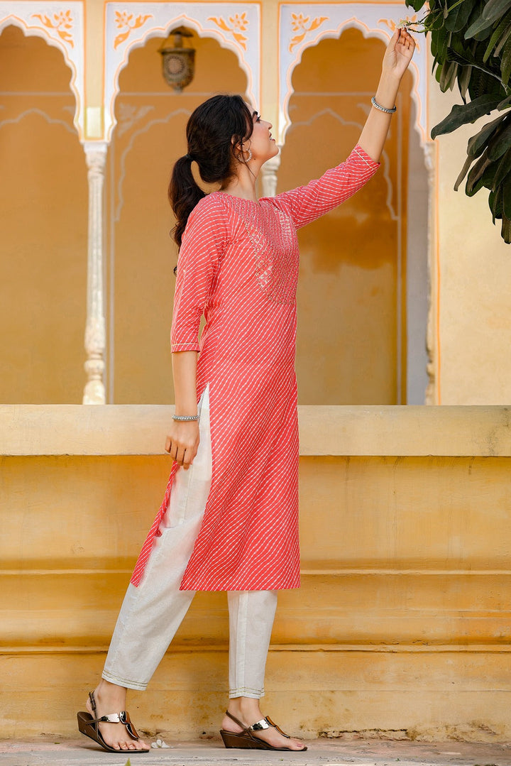 Red Lehariya Kurta Set-Yufta Store-9347SETRDS