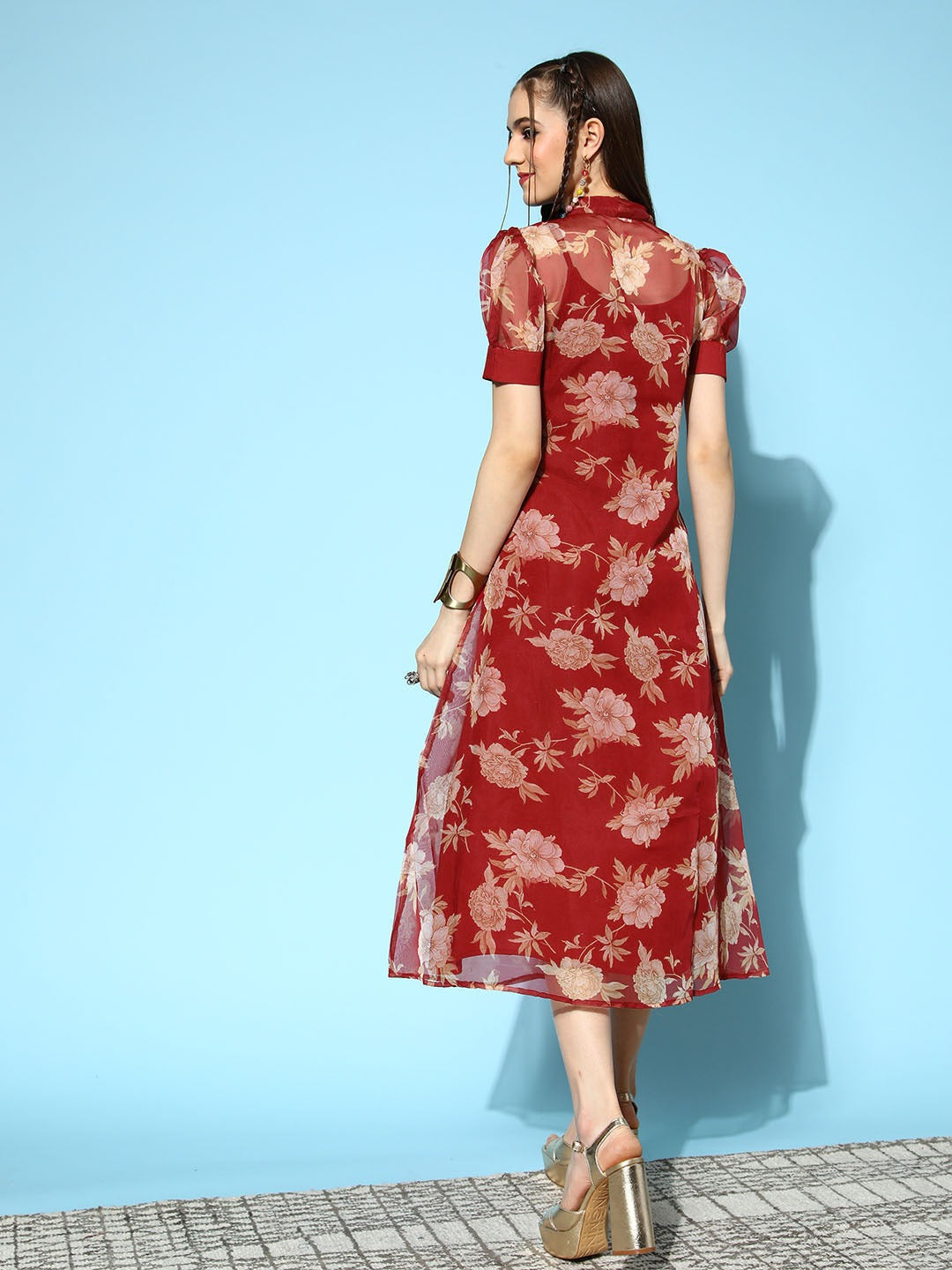 Red Midi Dress-Yufta Store-8157DRSRDXS