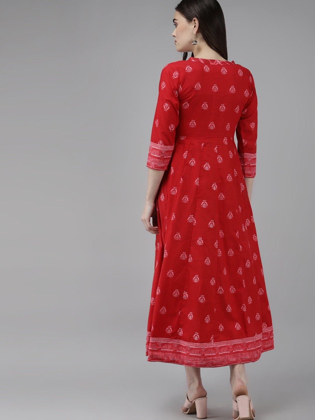 Red & Off White Midi Dress-Yufta Store-9457DRSRDS